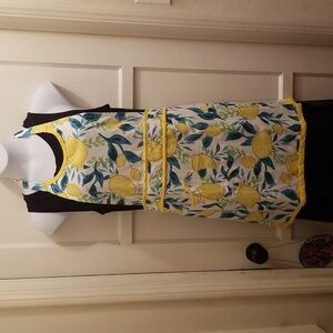 Lemon Print Apron - Yellow and Green